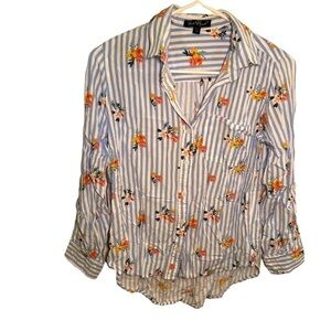 Velvet Heart Button Down Blouse Floral Stripe